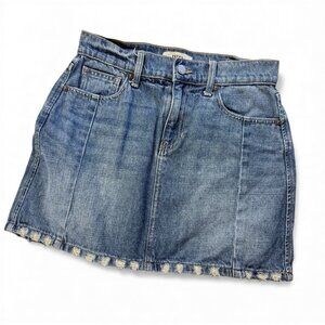 JBD JUST BLACK Mini Jean Skirt - Small - Patterned distressed Hem